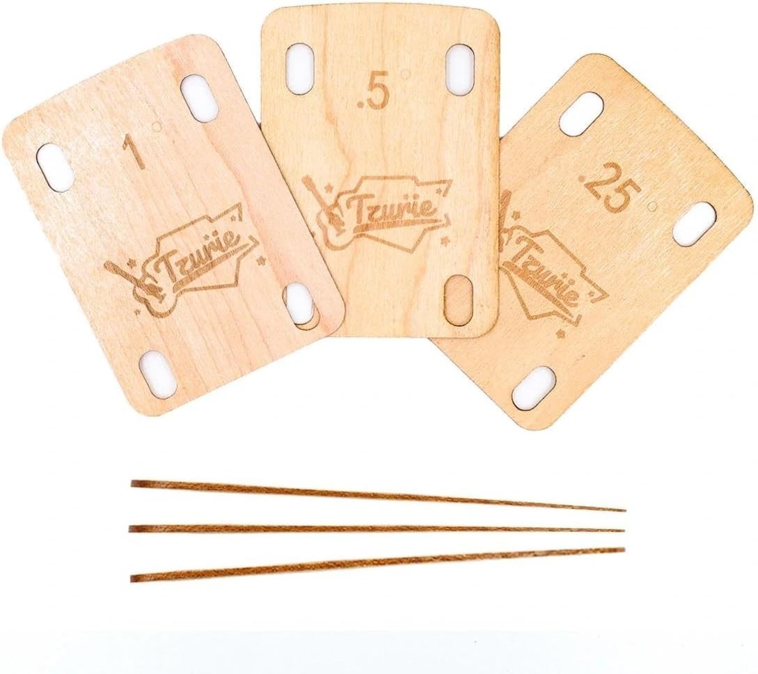 Tzurie Electric Guitar Neck Shims Set of 3 Precision Shim – 0.25°, 0.25,0.5,1
