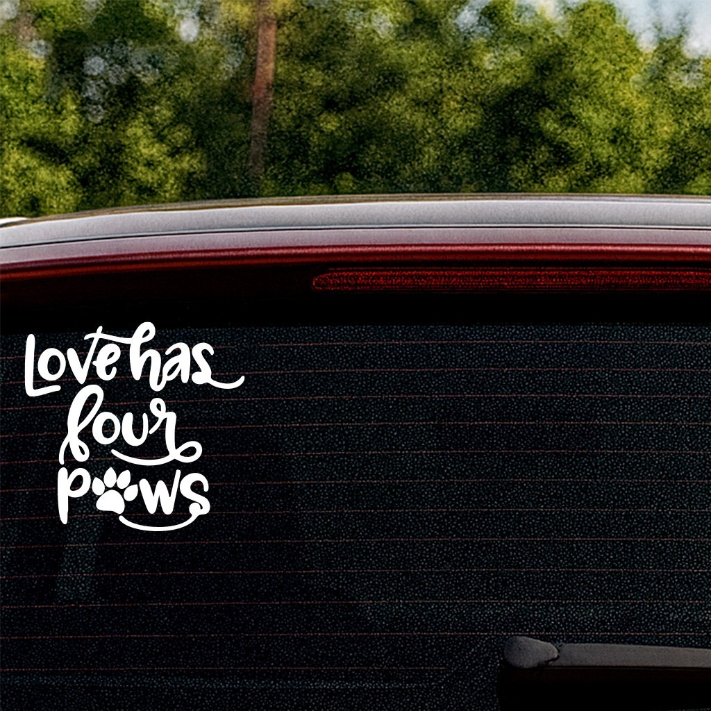 Love Has Four Paws Vinyl Decal – Cute Dog Cat Lover Sticker for Car
