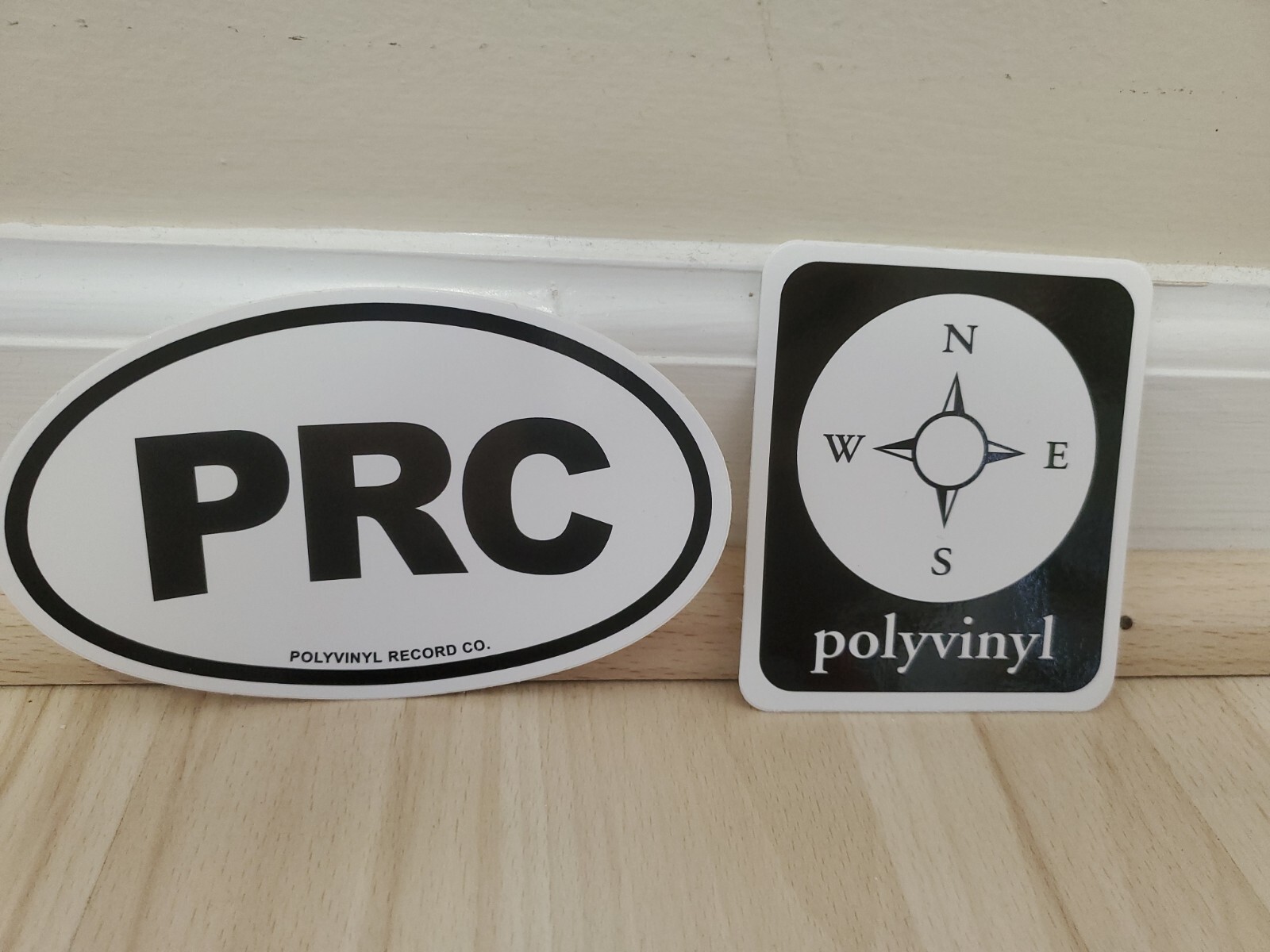 Set of 2 Polyvinyl Records Stickers: PRC, Standard Logo