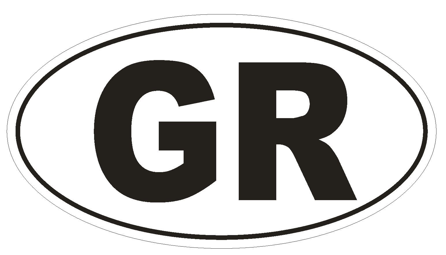 GR Greece Country Code Oval Bumper Sticker or Helmet Sticker D902