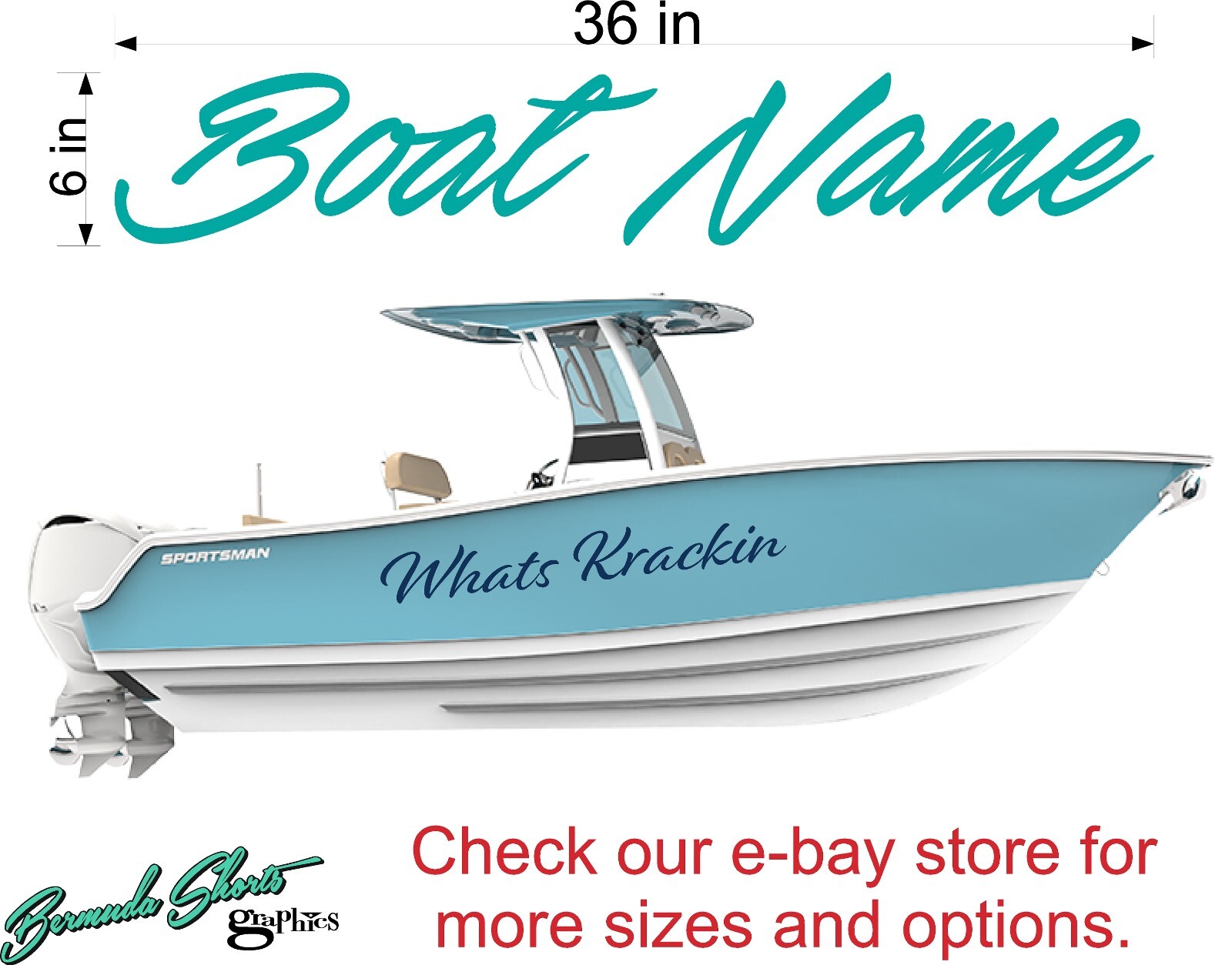 Boat Name Decal 6×36" / Custom Hull Graphic / Premium Marine Vinyl Lettering