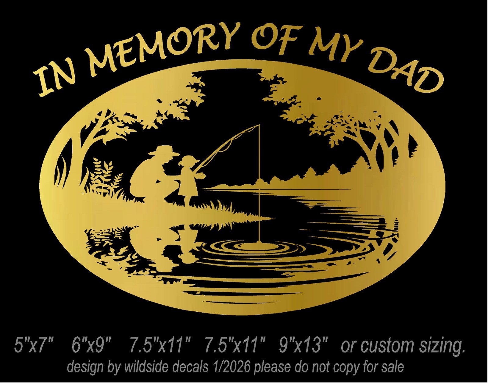 In Memory of My Dad Decal Father and Daughter Fishing on Lake Vinyl Sticker