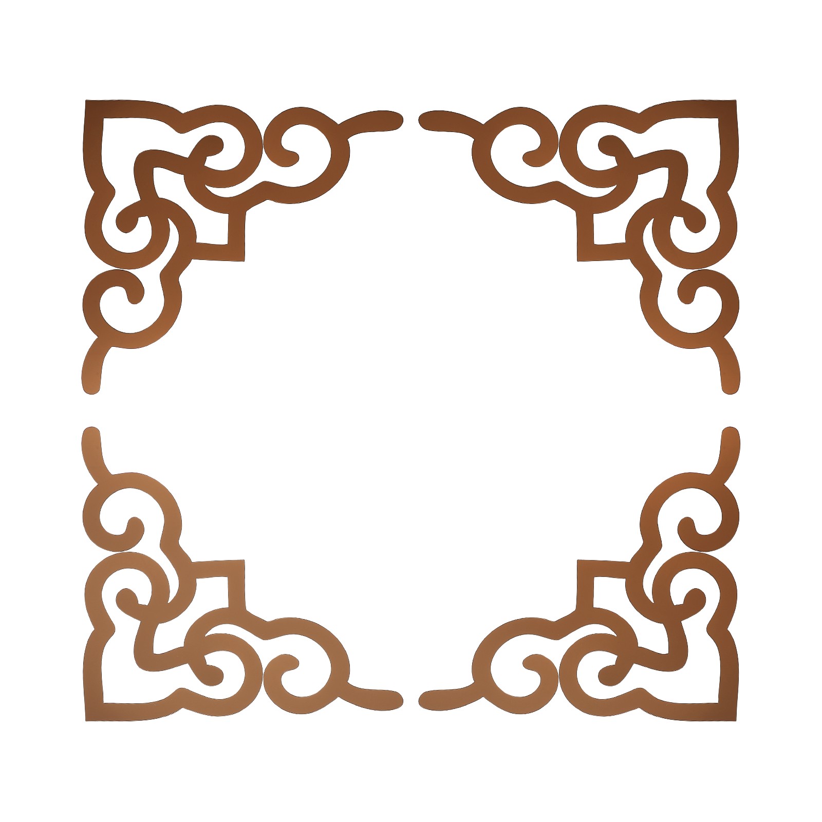 4 Pcs Hollow Mirror Wall Stickers (Tan, 7.9 x 7.9")