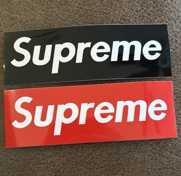 Supreme Logo Stickers Lot of 2 Rectangle Horizontal Red Black White