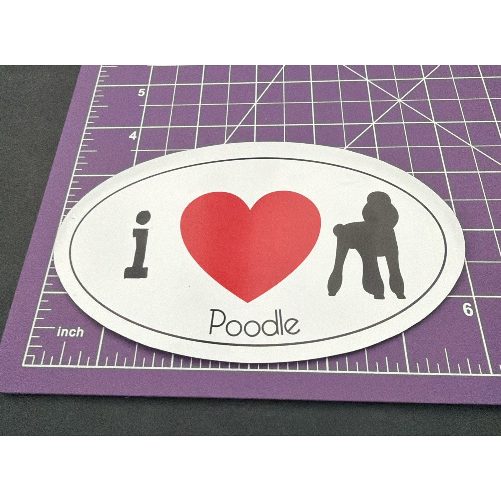 I Love Poodle Refrigerator Magnet-6” X 3.5” Oval-Black French Poodle