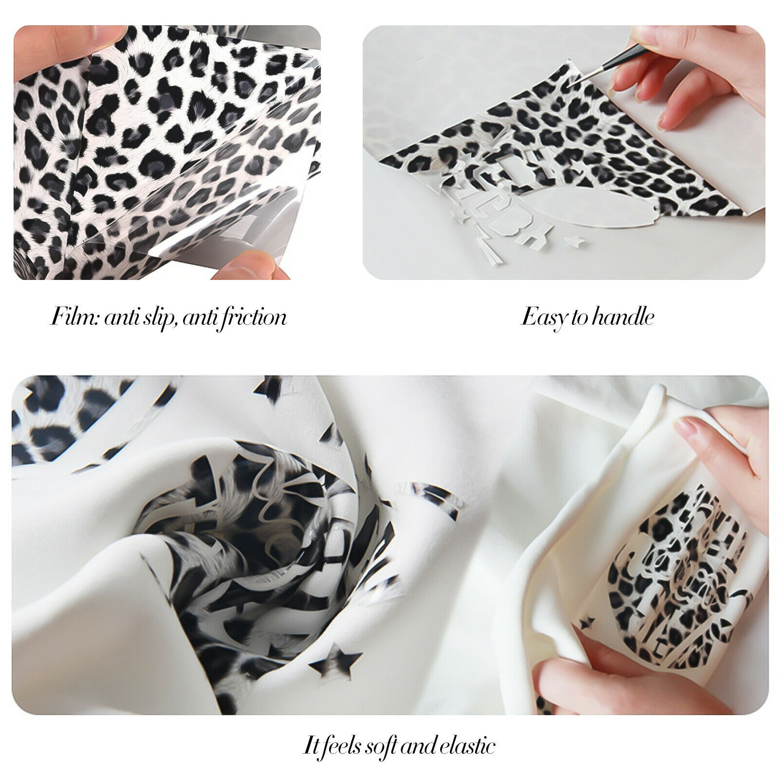 10×60" HTV Heat Transfer Vinyl Iron Heat Press Checkered Leopard T-Shirt For Cut