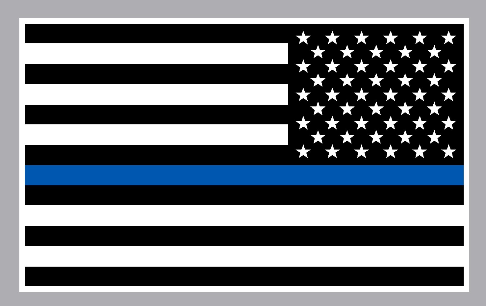 REFLECTIVE Black and WHITE FLAG THIN BLUE LINE DECAL Law Multiple Size Reversed