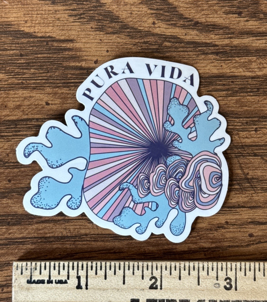 Pura Vida Coral Sticker – Approx 3”