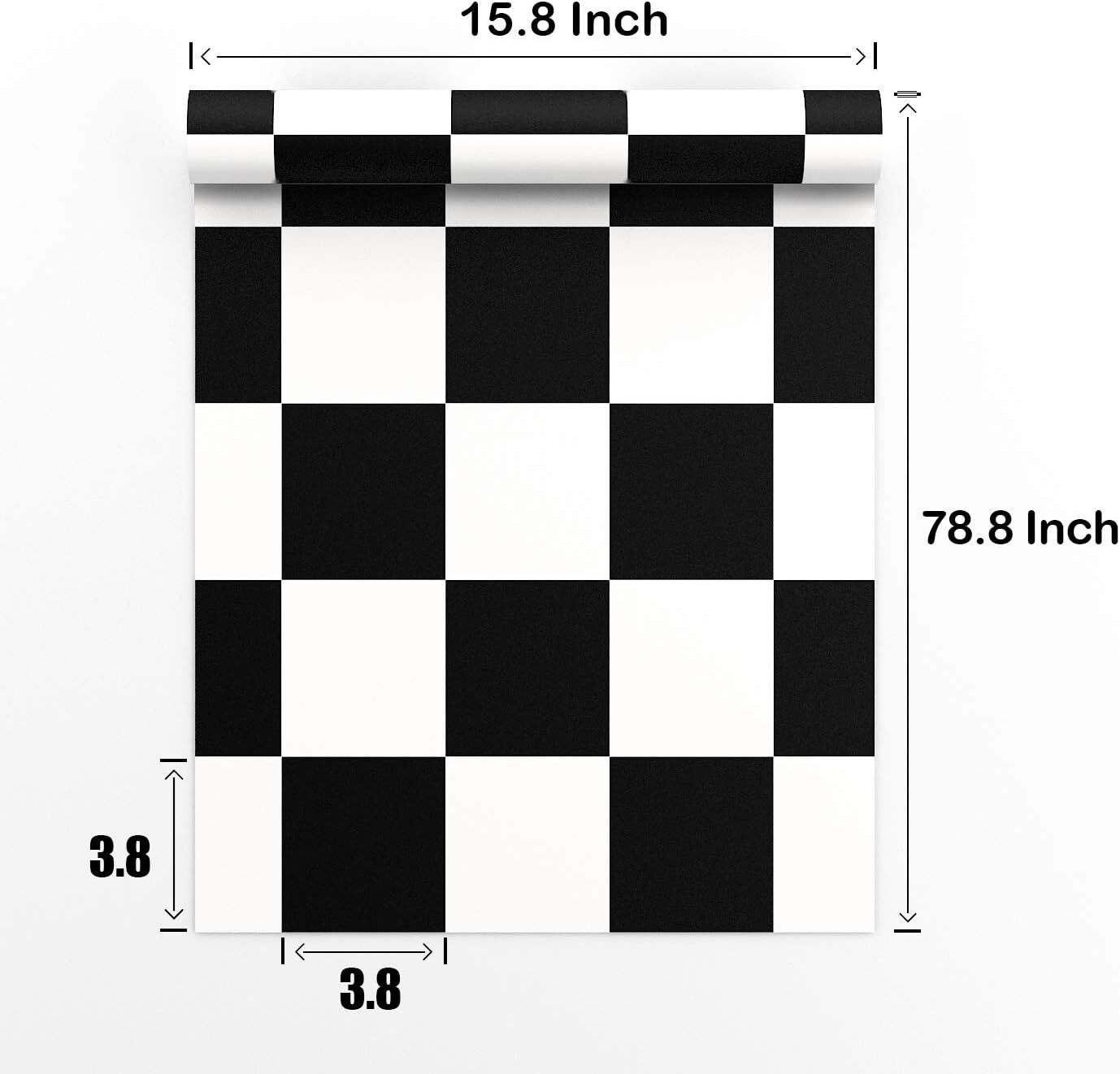 Livelynine Checkered Black and White Vinyl 15.8×78.8 Inch,