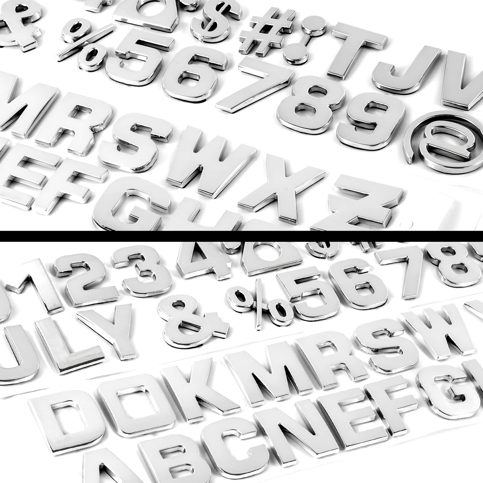 43 Pcs Car Emblem Letter Sticker DIY 3D Alphabet Number Symbol Badge Decal