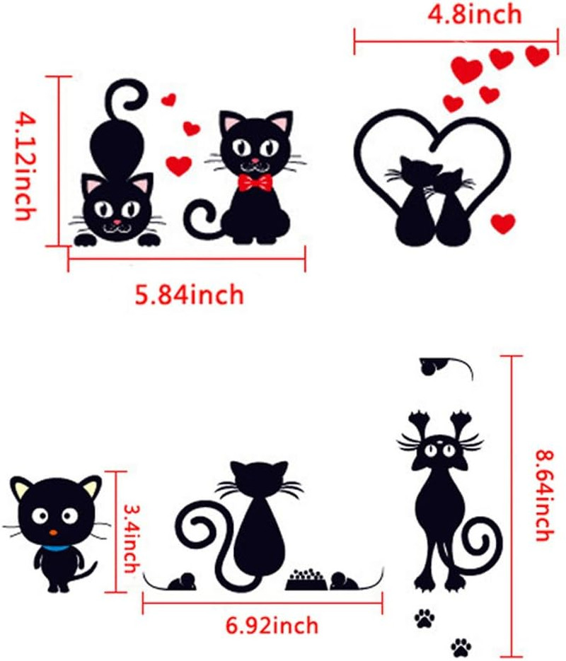 Removable Switch Sticker, 5 Pcs Cute Cartoon Black Cats Wall Sticker, Light Swit