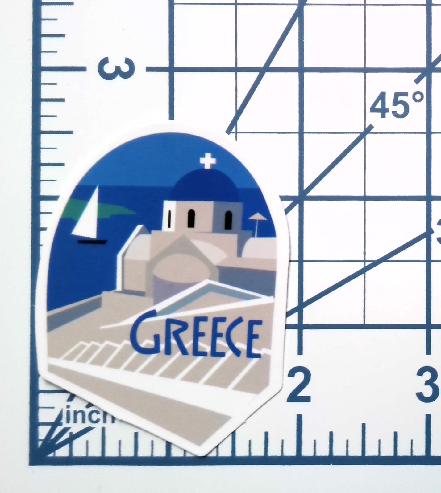 Greece Vinyl Sticker Santorini Blue Dome Church Travel Souvenir Laptop Decal Art