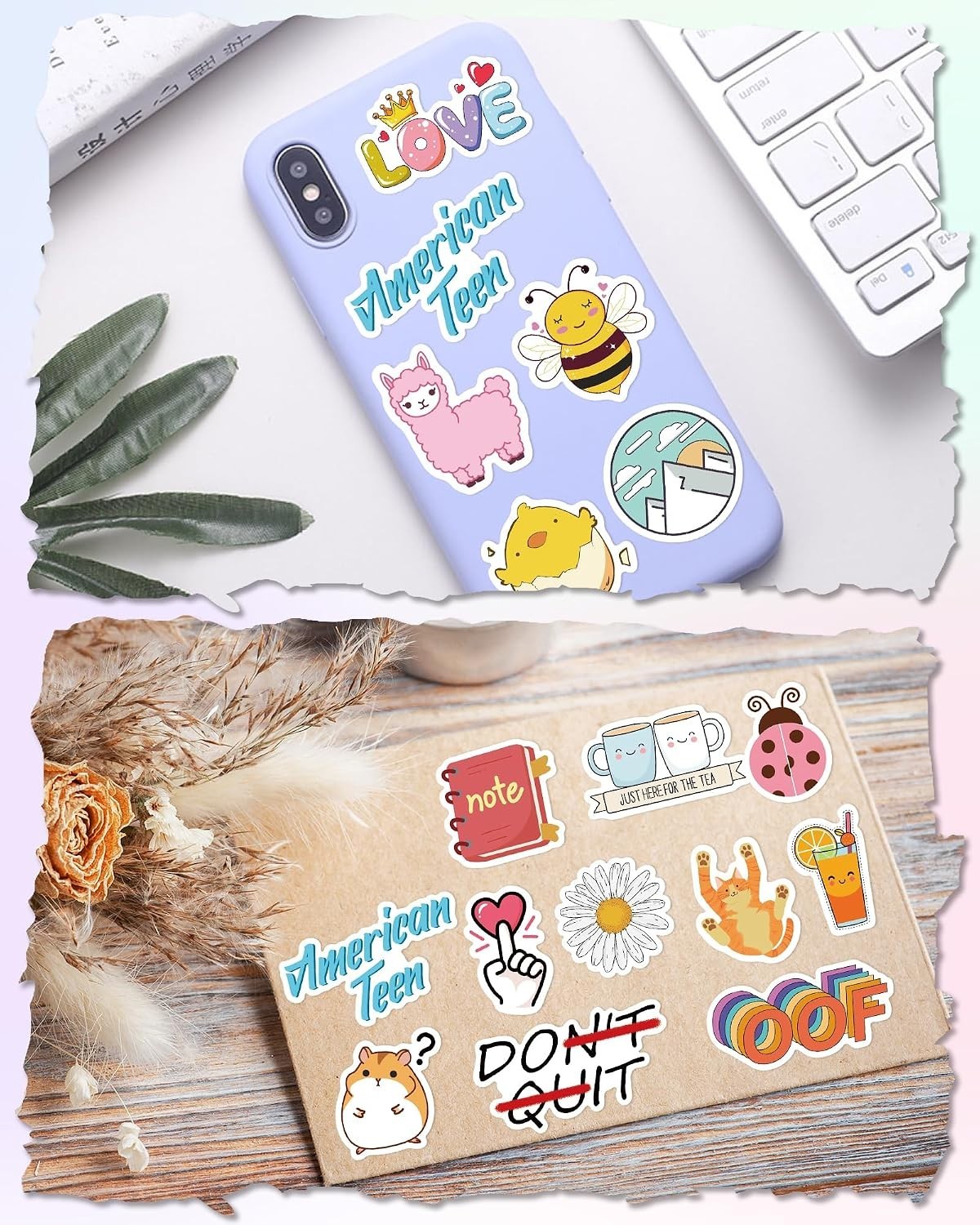 100 Pcs Kids Waterproof Vinyl Stickers Girls Teens School Supplies Party Favors