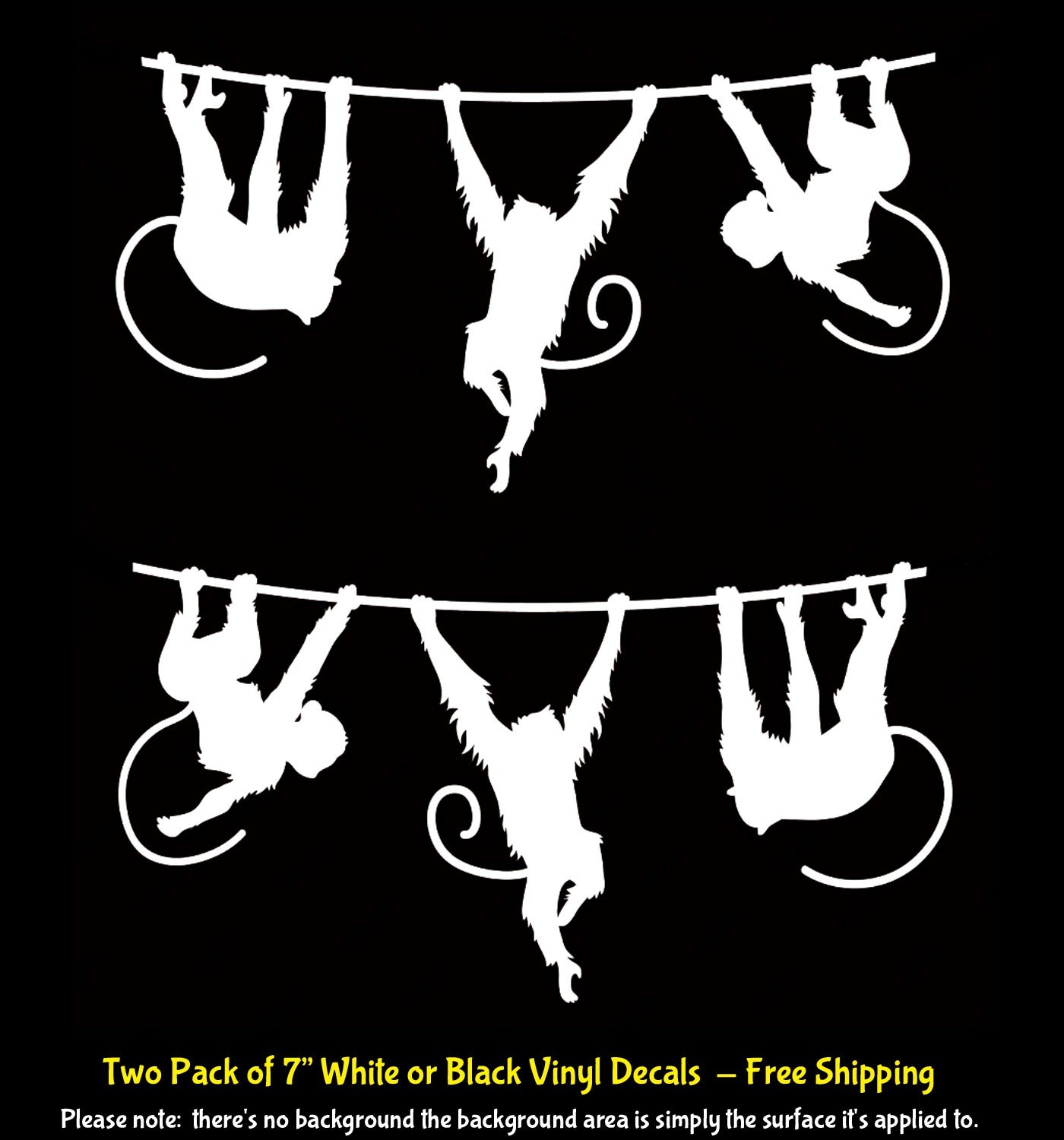 Three Monkeys Having Fun 7" Vinyl Decals Car Window Any Flat Surface