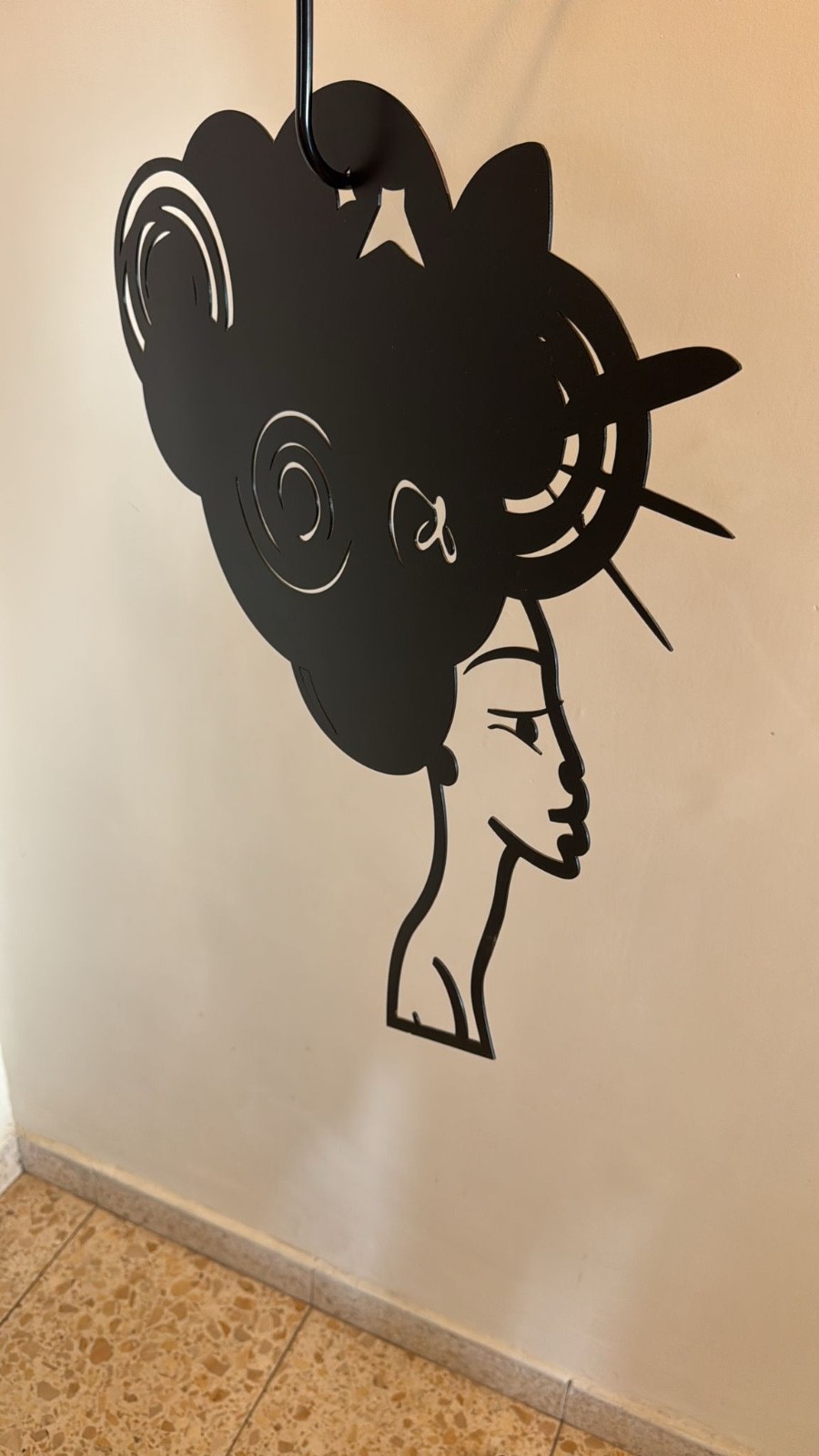 Laser Cut Steel Wall Art Modern African Woman Silhouette, 2cm Thick Metal Decor