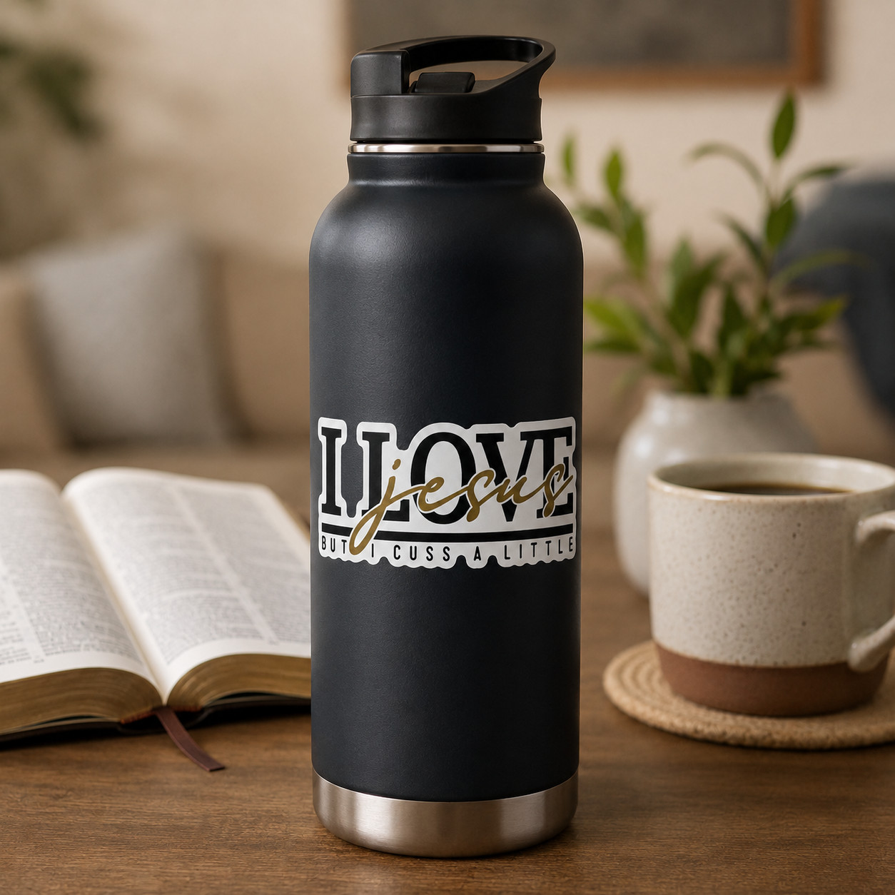 Funny Christian Sticker I Love Jesus But I Cuss a Little Vinyl Faith Decal