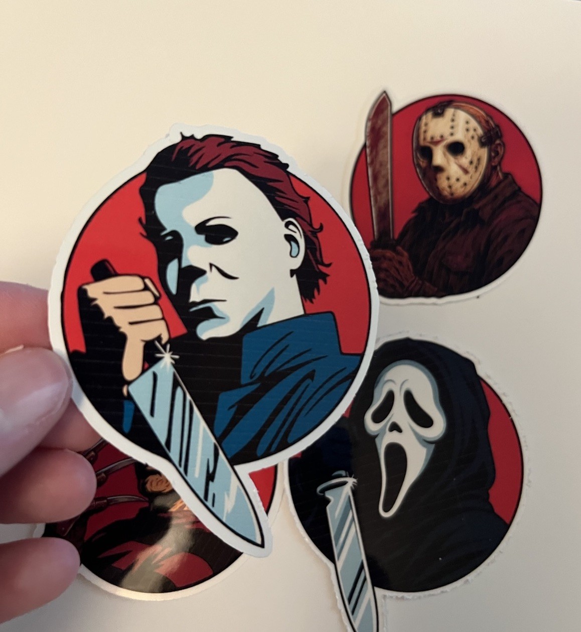 Horror Movie Killer Sticker Pack Michael Myers Jason Freddy Ghostface 4pc