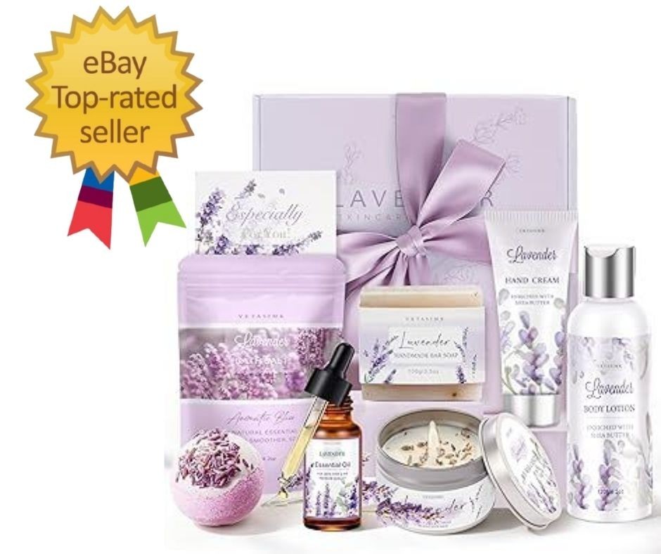 Gifts for Women, Lavender Bath and Body Gift Basket Relaxing Spa Self Care Gi…