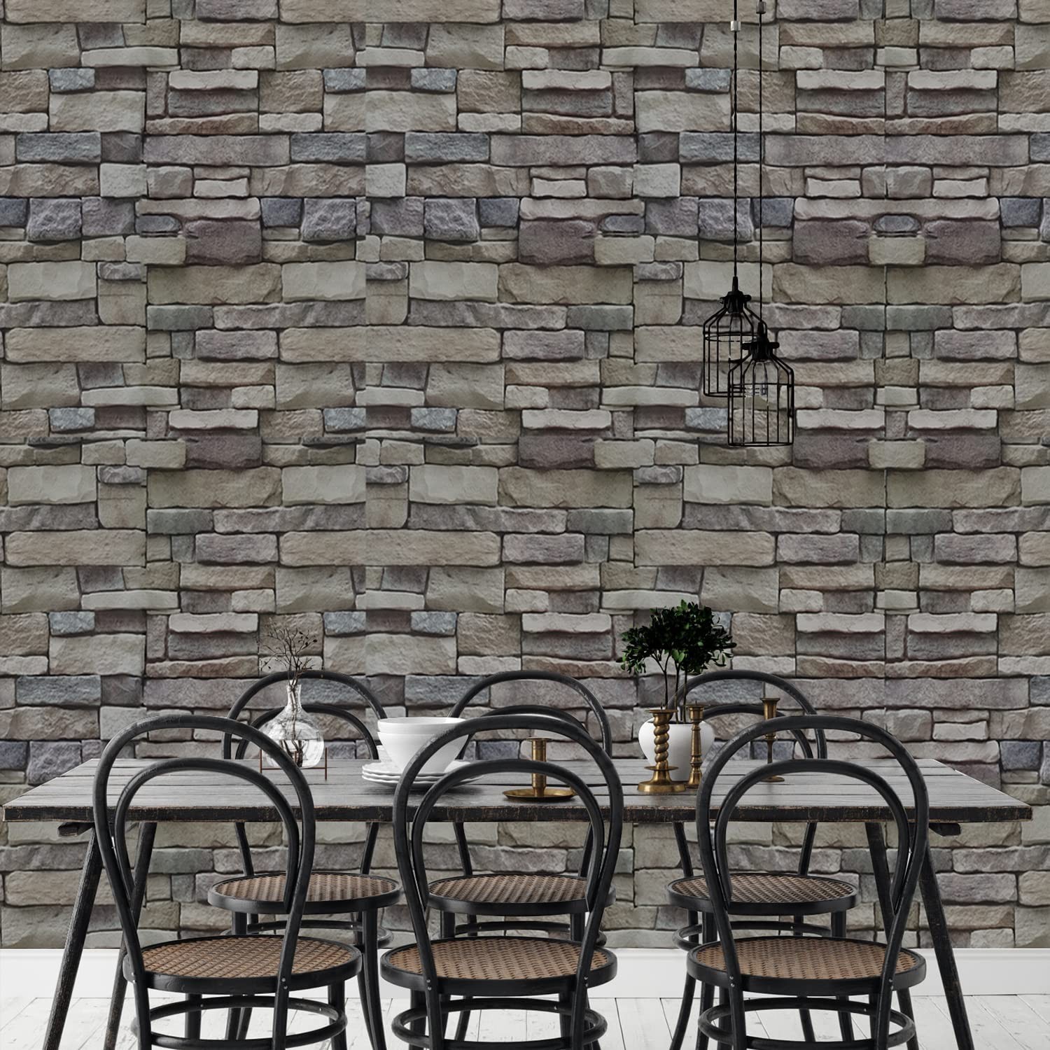 Ohmywor Stone Wallpaper Peel and Stick Brick Wallpaper Self-Adhesive 17.71"x …