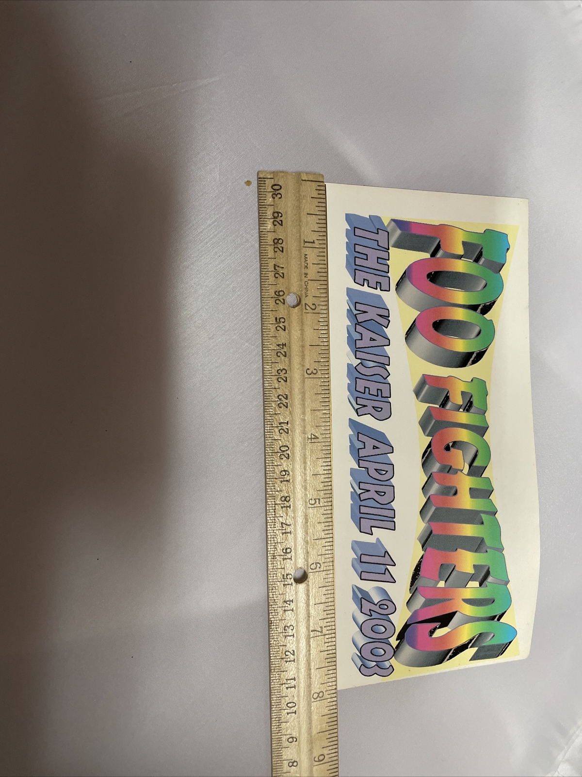 Foo Fighters 8” X 4" Vinyl Sticker THE KAISER APRIL 11, 2003 FREE SHIP