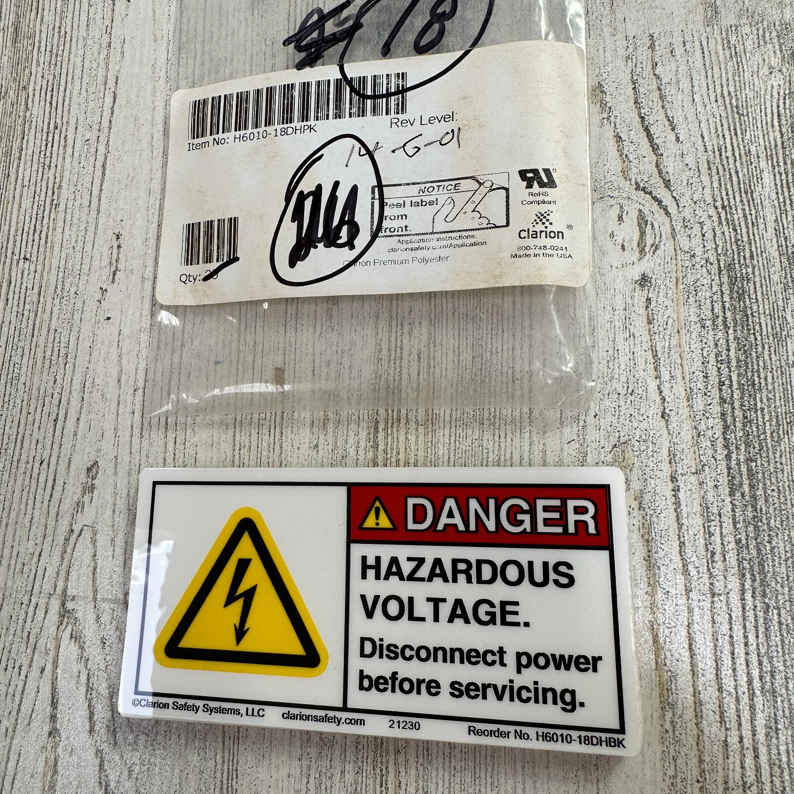(5) Danger High Voltage Sticker Decal Label Electrical Safety 2×4" Clarion