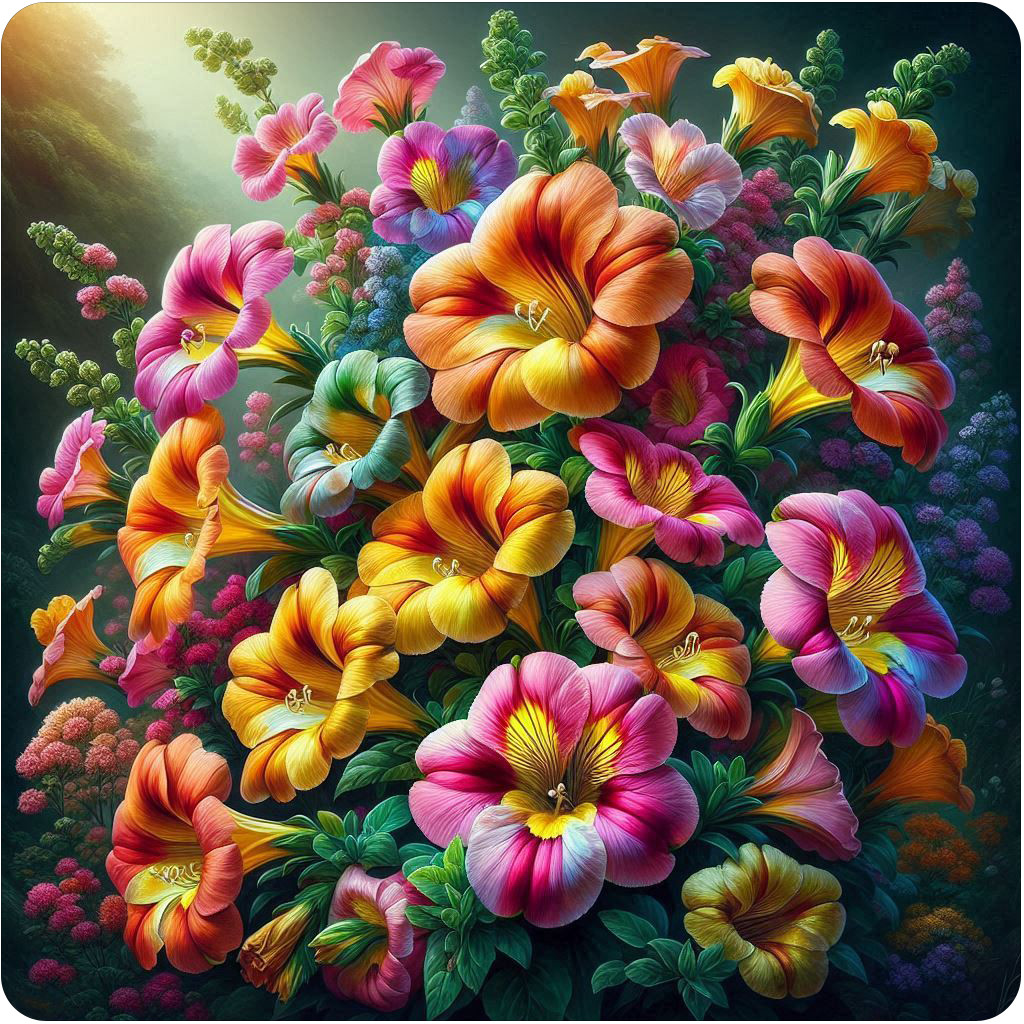 Beautiful Painted Tongue flowers 100% waterproof vinyl sticker decal- many sizes