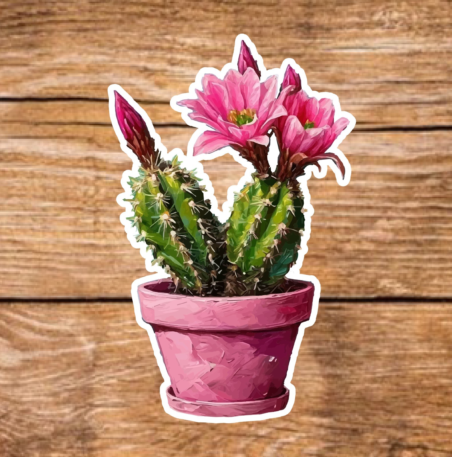 Cactus – 2 Pages (20 Sticker Set) 2in, Waterproof, Glossy Finish Vinyl.