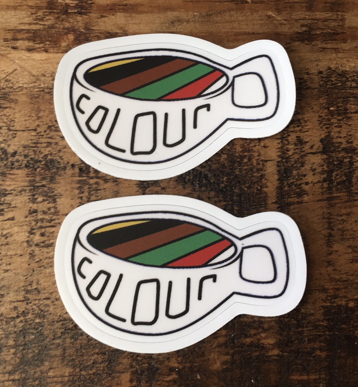 Lot 2 Colour Color Diversity Coffee Cup Unique 2023 Promo Glossy Sticker Laptop