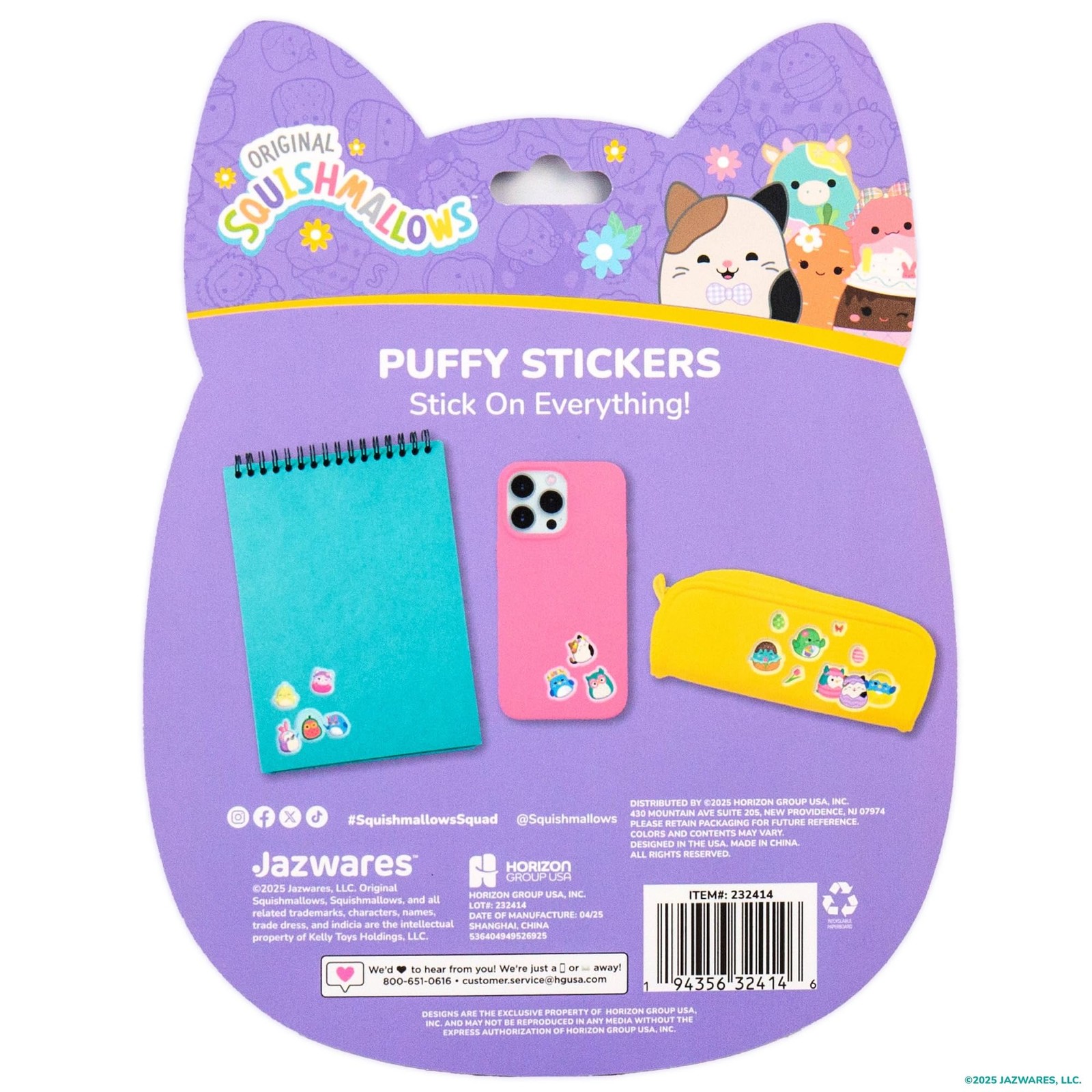 Original Squishmallows Puffy Stickers, 33 Stationery Spring Multi