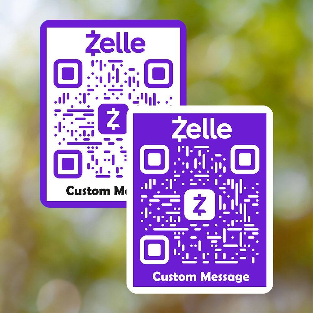 Custom Zelle Sticker QR Code | Custom QR Code | Personalised Zelle Sticker |