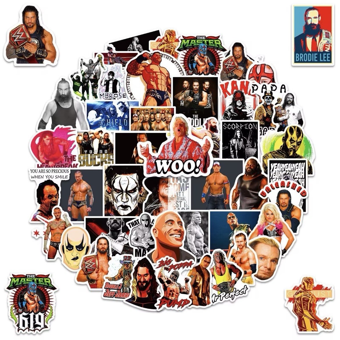 50Pcs Wrestling Stickers Decals for Laptop Water Bottle Wrestler Party Gifts