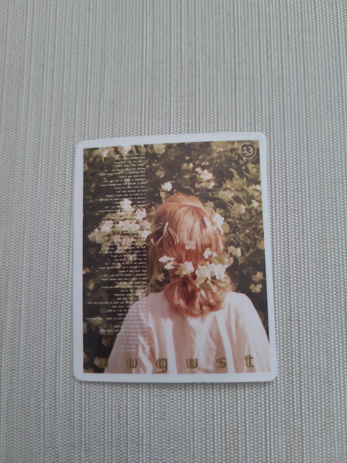 Taylor Swift vinyl sticker August 13 Flowers Lyrics