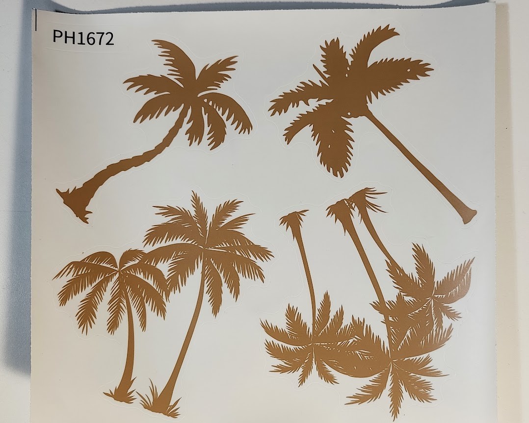20 Loinuosen Palm Tree Wall Decals – Tan Gold Tropical Decor 5 Sheets 6" Tall
