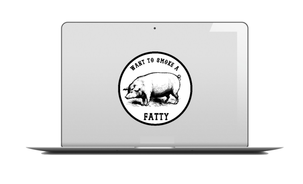 BBQ – (Smoke A Fatty) Pig 4" Vinyl Decal/Sticker Car Window Cooler Laptop Smoker