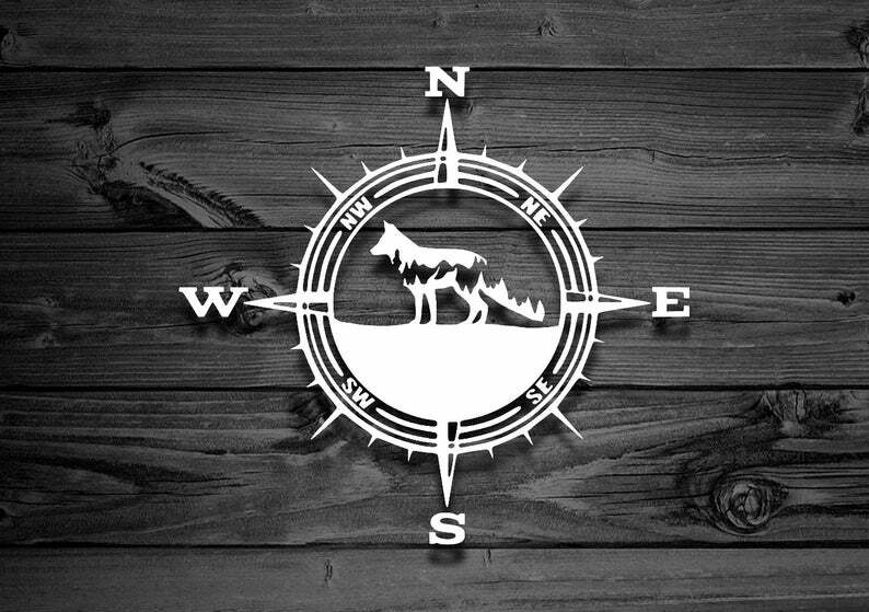 COMPASS FOX MOUNTAINS Vinyl Decal for Jeep Car Truck Bumper Wall Window