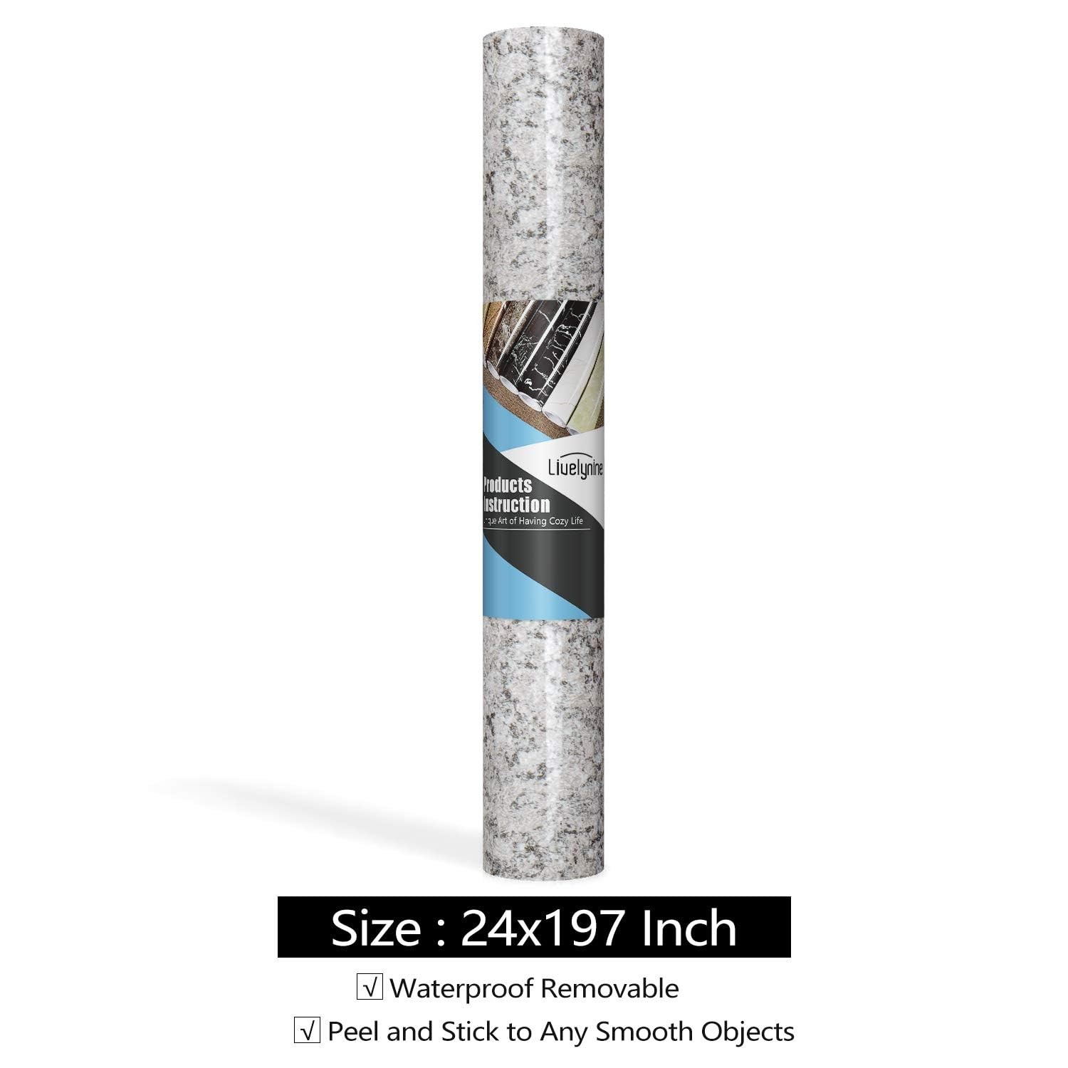24 x 197 Inch Wide Granite Countertop Waterproof Gray Granite Peel and Stick …