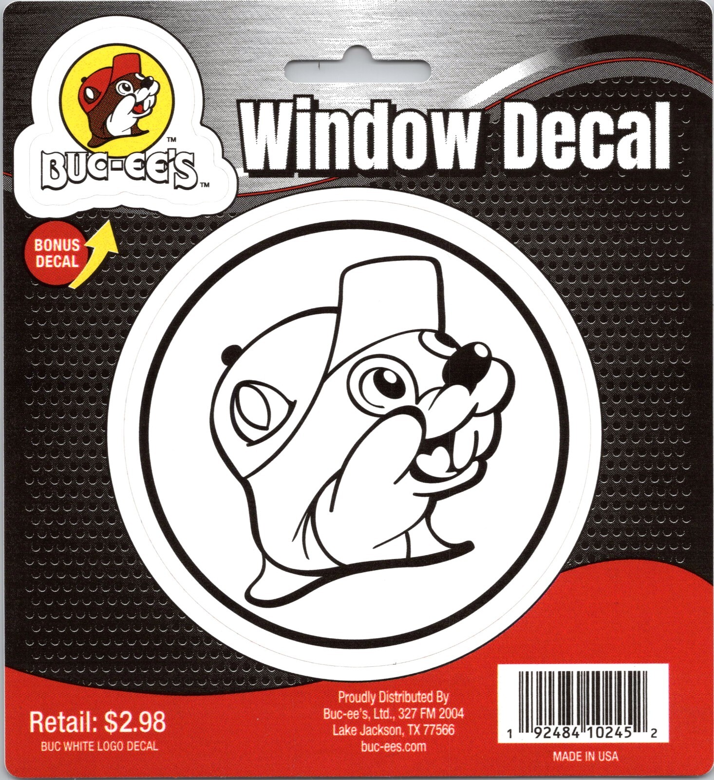 Buc-ee's White Logo Window Decal – 3.5 inch diameter
