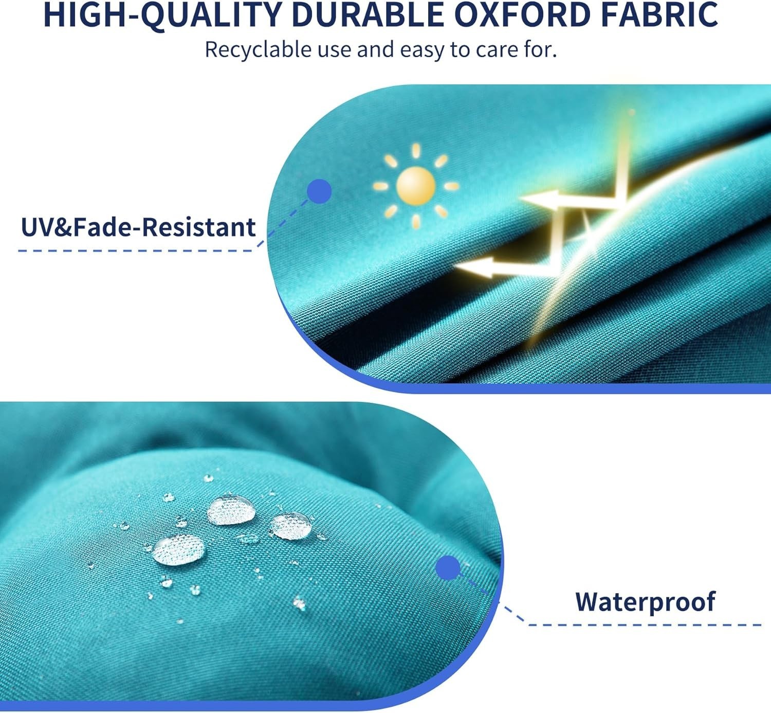 48x18x5" Waterproof Outdoor Bench Cushion – Fade-Resistant Teal Blue