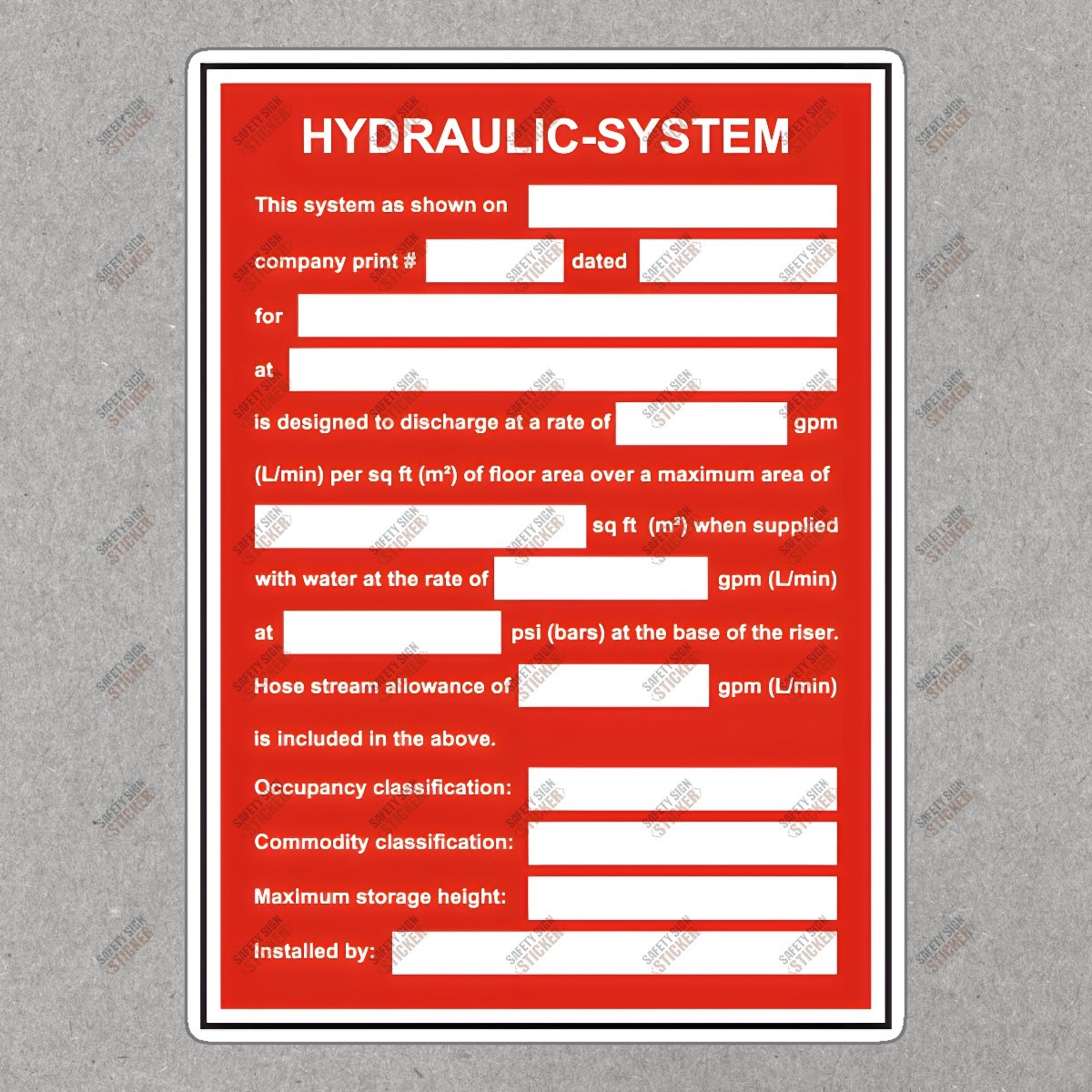 OSHA Compliant Hydraulic System Safety Sign Workplace Hazard Warning #284383