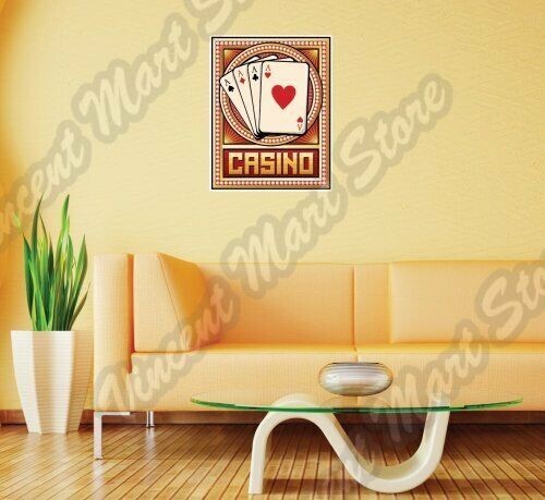 Casino Poker Card Deck Ace Las Vegas Wall Sticker Room Interior Decor 20"X25"