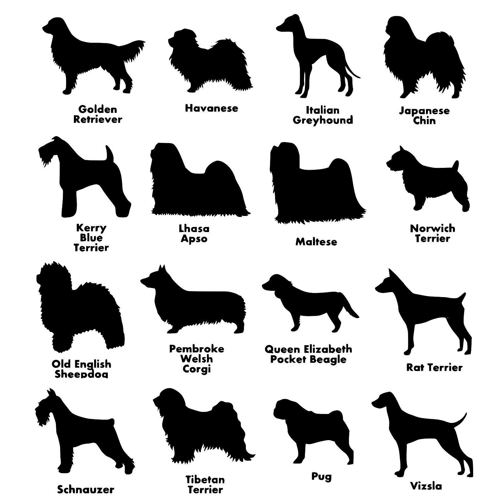Dog Silhouettes vinyl decal – 61 breeds to choose from | add your pet's name
