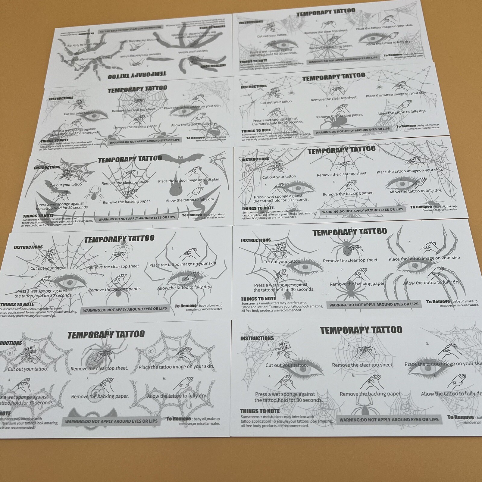 20 Sheets New Halloween Holiday Face Makeup And Terror Spider Design Stickers