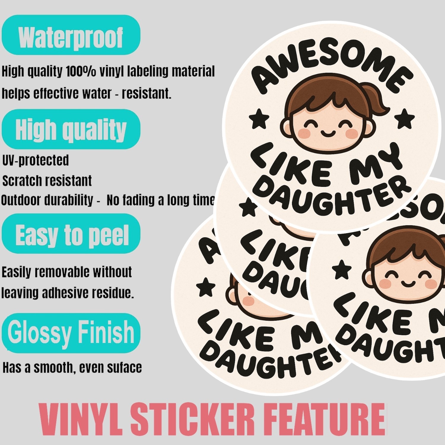 4pcs Awesome Like My Daughter Dad Stickers – Funny Father’s Day Gift