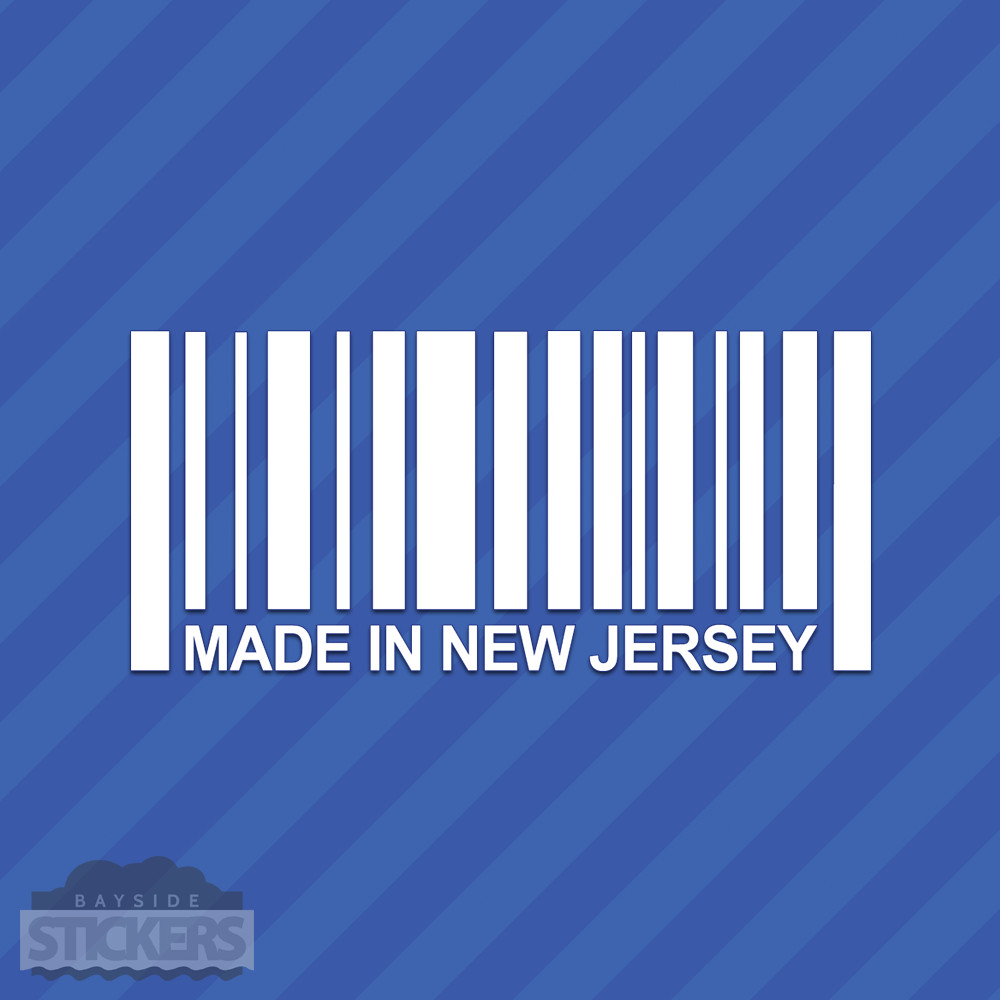 Made In New Jersey NJ Barcode Vinyl Decal Sticker