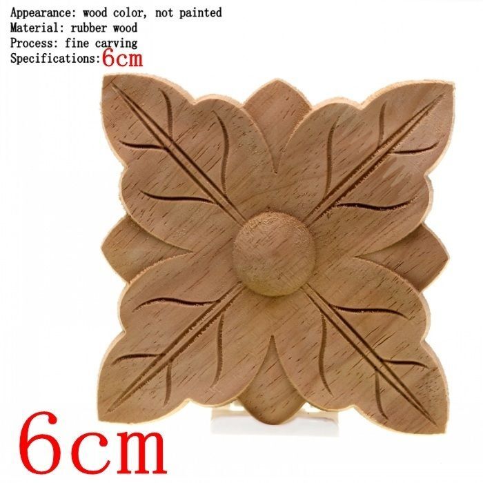 Unpainted Wood Color Decal Applique Furniture Square Home Decoration Accessories