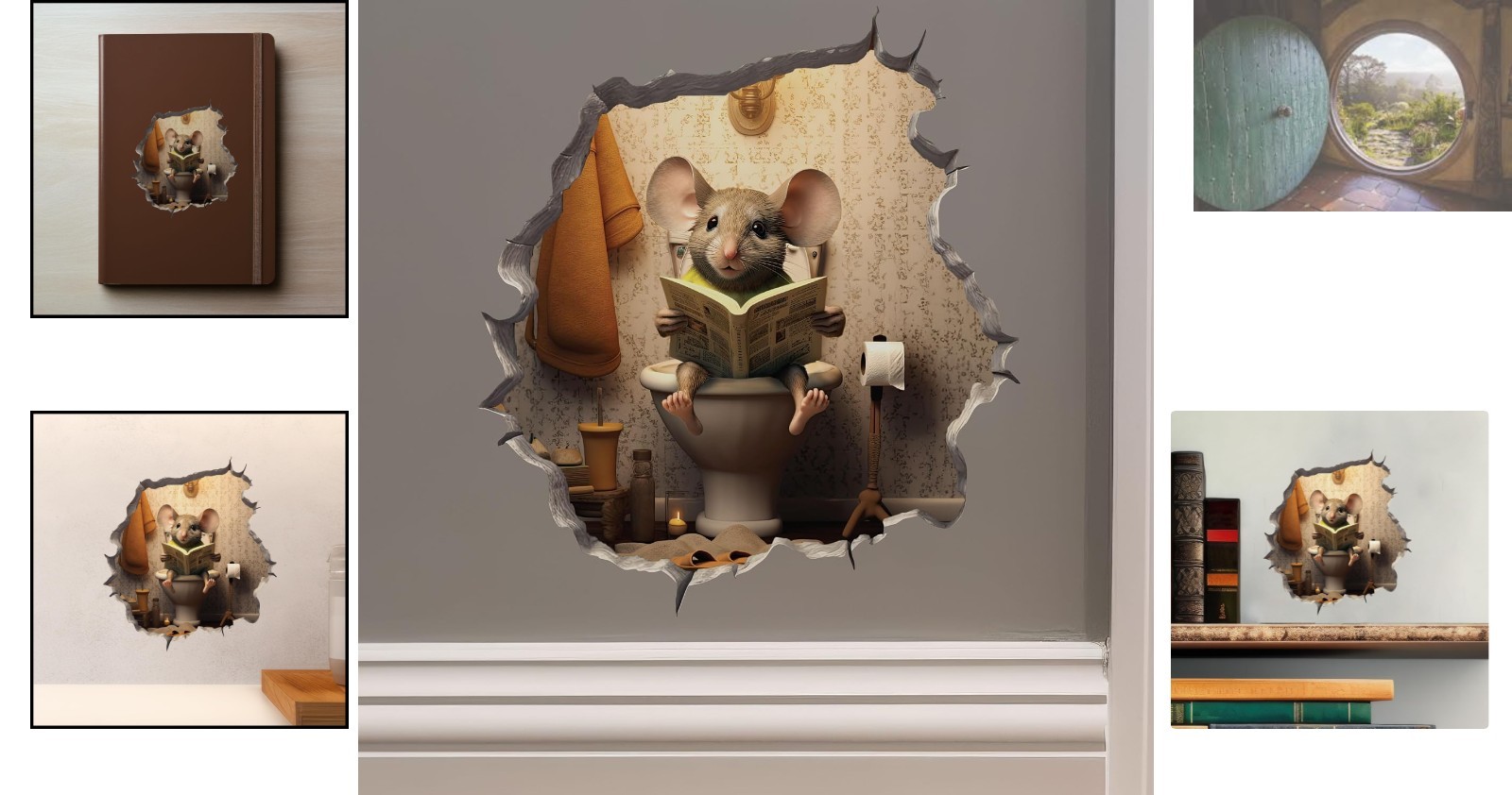 Reusable Vinyl Mouse on Toilet Decal – Indoor & Outdoor Wall Art for All Ages