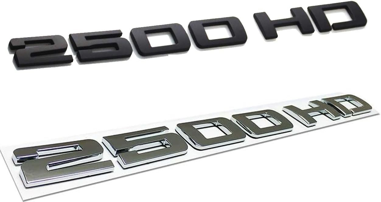 2pcs Badges 2500HD 2500 HD Emblem 3D Decal Suitable for Both Side Doors silver