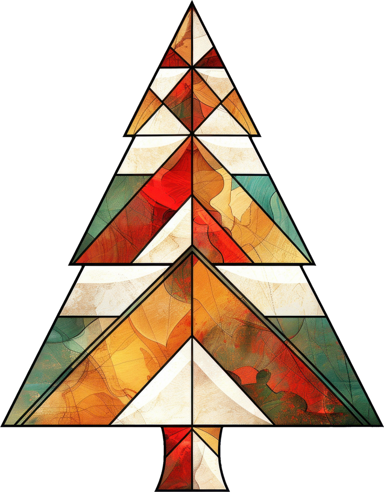 Christmas Tree Stained Glass Wall Decal Sticker 18X18cm Large