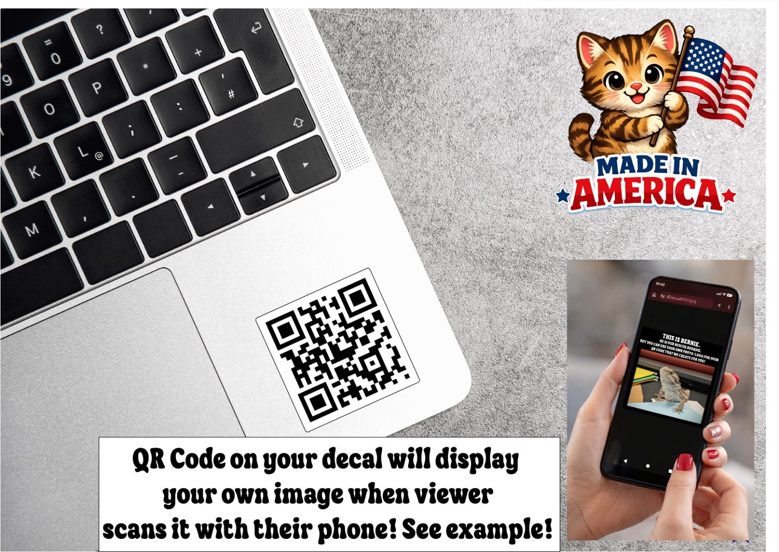 Custom QR Code Decal Sticker Link to YOUR PHOTO Advertise Fun Picture Share Scan