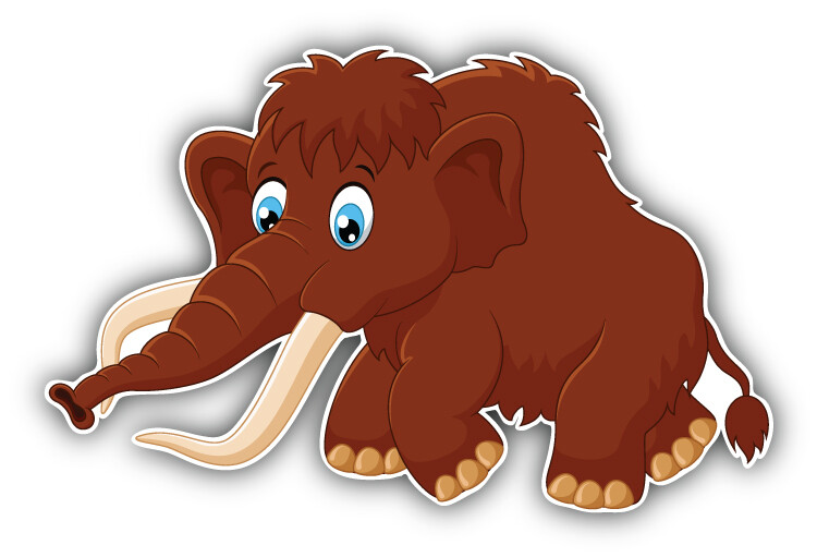 Cute Mammoth Cartoon Car Bumper Sticker Decal